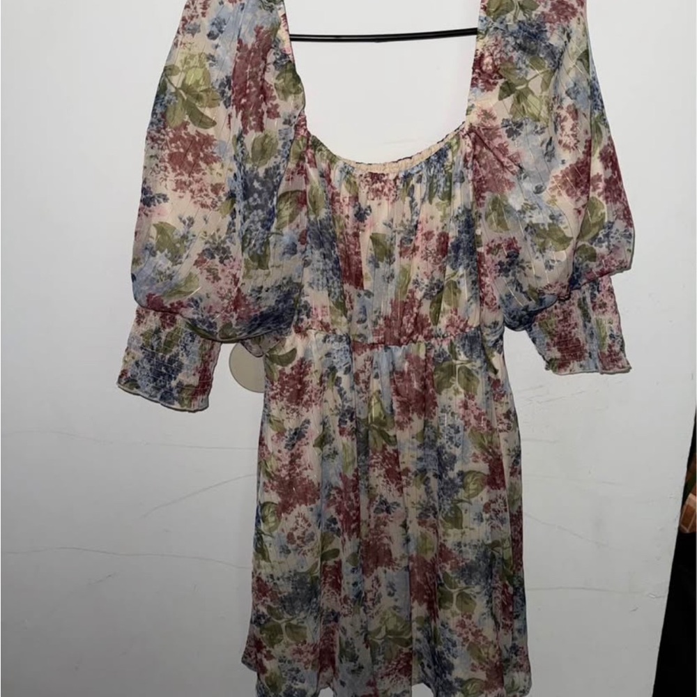 Cato Multicolor Floral Blouse with Puff Sleeves